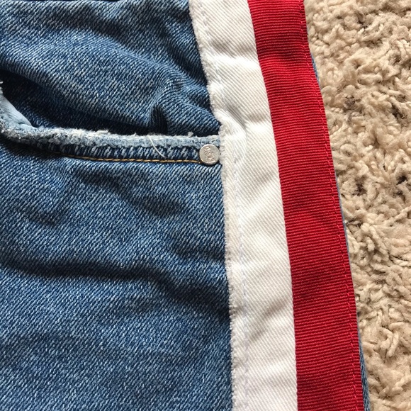Zara Denim Red & White Striped Mini Skirt - Picture 3 of 3